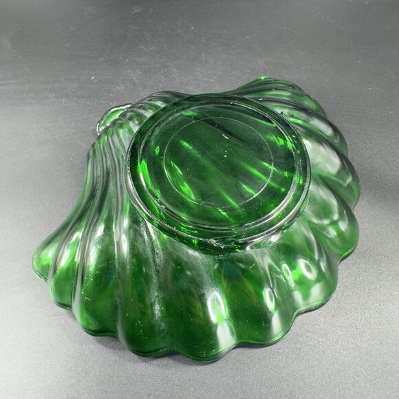 Anchor Hocking Shell Shaped Dish Bowl Dark Green Trinket Dish Holder Vintage - Picture 9 of 14